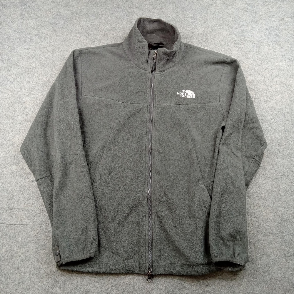 North Face Jacket Mens Medium Gray Fleece‎ Full Zip Windbreaker Coat Outdoor
